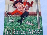 affiche représentant un footballeur en train d'attraper un ballon en l'air