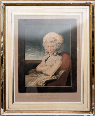 portrait d'une dame assise sur une chaise, dans un cadre doré
