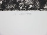 a black and white drawing of a dog laying down on the ground