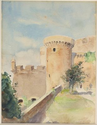 André NIVARD (1880 - 1969) Vue du château de Brest