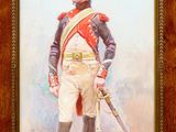 painting of a man in a uniform with a sword and a hat