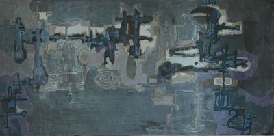 Paul ACKERMAN (1908-1981) Composition abstraite sur fond bru… - Photo 1