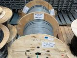 many spools of wires on a pallet in a warehouse