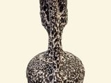 a black and white picture of a vase on a white background