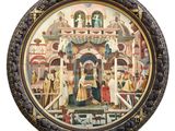 an image of a picture of a painting in a round frame