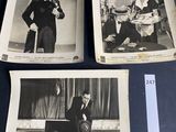three old black and white photos of a man in a suit and tie
