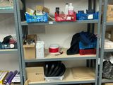 many boxes and boxes on the shelves in the room