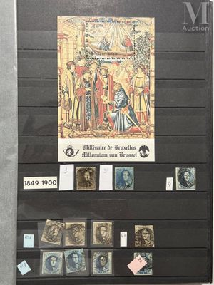 a picture of a display case with stamps on it