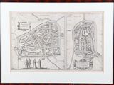 a drawing of a map of a town and a town in a wooden frame