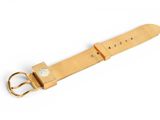 an image of a tan leather belt on a white background