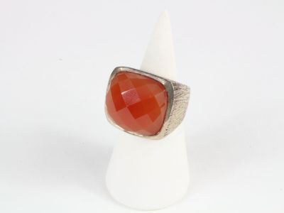 sterling silver ring with red carnel stone