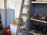 a ladder leaning up against a wall in a room