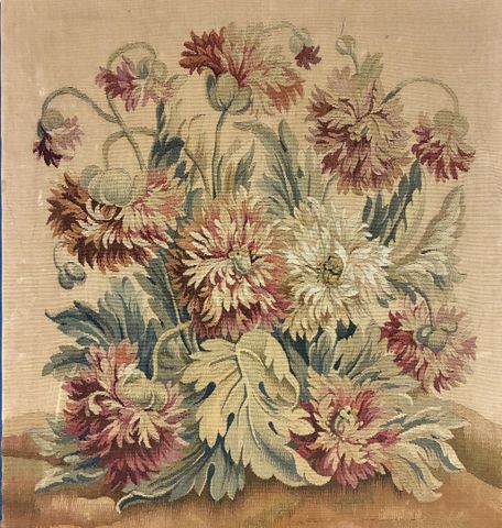 Tapisserie d’Aubusson « fleurs ». 61x58cm. Sans cadre