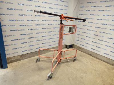 une image représentant une grue dans une pièce, avec un mur derrière elle