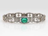 an art deco emerald and diamond bracelet