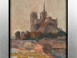 painting of a painting of a castle in a frame on a wall