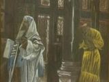 an oil painting of a priest and a nun in a church