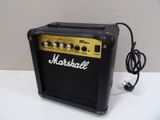 a close up of a marshall amplifier sitting on a table