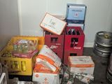 many boxes of food on the counter in the kitchen