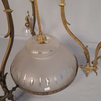 Lustre laiton dans le style Belle époque avec vasque central… (photo 2)