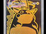 a close up of a pokemon trading card in a plastic case