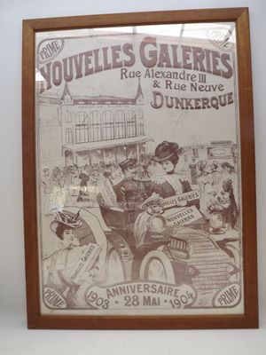 framed photograph of a vintage advertisement for a car show