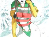 un dessin représentant une femme avec un snowboard dans la neige