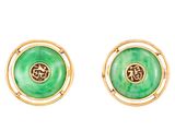 une photo d'une paire de boucles d'oreilles en jade vert et en or