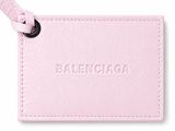 balentiaga leather luggage tag in pink
