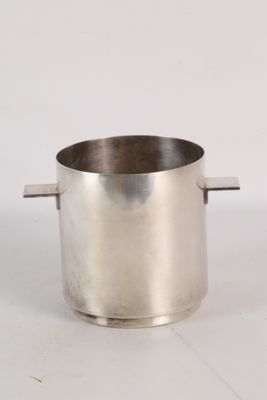 stainless steel pot with handle on a white background