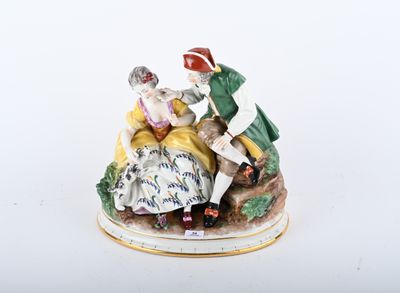 Groupe en porcelaine allemande à décor d'un couple galant. H… - Photo 1