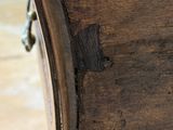 a close up of a piece of wood on a dresser
