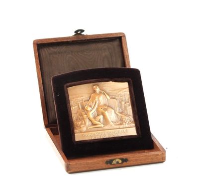 an image of a wooden box with a picture of a man and a woman in it