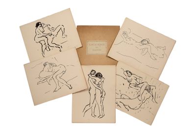six dessins représentant une femme et un homme dans différentes poses