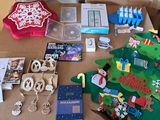 a table that has a bunch of christmas items on it
