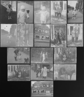 Ensemble de dix-sept plaques diapositives en verre, représen…