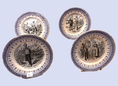 Série d’assiettes (4) « AU TRANSVAL » dont 2 avec éclats