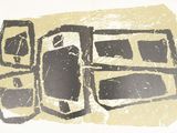 a picture of a drawing of a suitcase with a cell phone inside of it