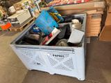a box full of assorted items in a warehouse