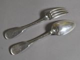 two spoons and a fork sitting on a table