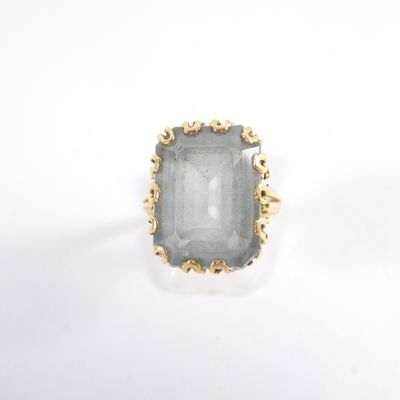 a close up of a ring with a stone in it