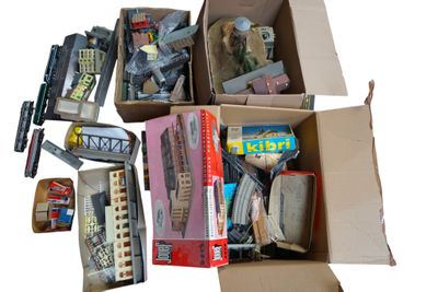 a box of assorted items sitting on top of a white surface