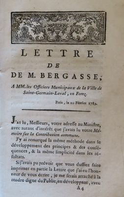 42.	[Révolution Française-Forez]. Lettre de M. Bergasse sur …