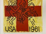 an image of a painting of a cross with people on it