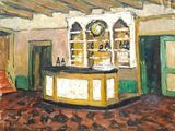 un tableau représentant un bar au milieu d'une pièce