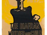une affiche jaune et noire représentant un homme tenant un enfant dans ses bras