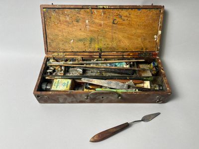 Mallette de peintre comprenant palette, godets en métal, tub… - Photo 1