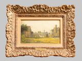 an image of a painting of a landscape with a castle in the background