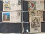 a lot of different stamps on the back of a case