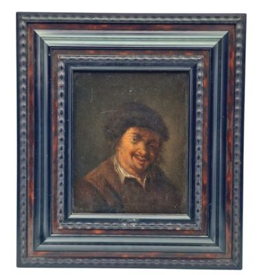 un vieux tableau représentant un homme portant un chapeau et une barbe